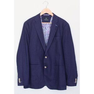 TAILOR BYRD Linen Blend Navy Blue Sport Coat Blazer Jacket, Size 40L